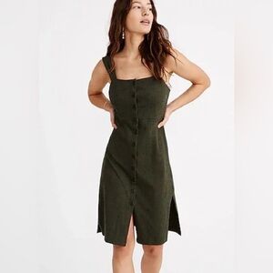 Madewell Texture & Thread Button-Front Tank Dress Olive Green size Medium